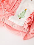 Load image into Gallery viewer, Christmas Baby Girls Pink Christmas Tree Embroidered Ruffle Romper