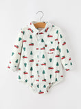 Load image into Gallery viewer, Christmas Baby Boys Christmas Tree Truck Print Long Sleeve Shirt Romper