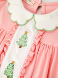 Load image into Gallery viewer, Christmas Girls Pink Christmas Tree Embroidered Ruffle Dress