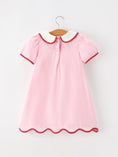 Load image into Gallery viewer, Christmas Girls Pink Candy Cane Embroidered Peter Pan Collar Dress