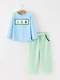Load image into Gallery viewer, Christmas Boys Christmas Tree Embroidered Long Sleeve Top & Pants Set