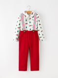 Load image into Gallery viewer, Christmas Boys Christmas Tree Truck Print Shirt & Red Suspender Pants Set