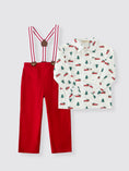 Load image into Gallery viewer, Christmas Boys Christmas Tree Truck Print Shirt & Red Suspender Pants Set