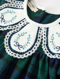 Load image into Gallery viewer, Christmas Girls Green & Navy Plaid Embroidered Collar Dress