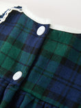 Load image into Gallery viewer, Christmas Girls Green & Navy Plaid Embroidered Collar Dress