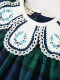 Load image into Gallery viewer, Christmas Girls Green & Navy Plaid Embroidered Bloomer Set