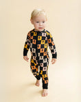 Load image into Gallery viewer, Bamboo Zip Romper | Colorful Checks & Bolts