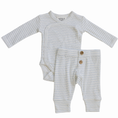 Load image into Gallery viewer, Blue Stripe Pointelle Layette Set
