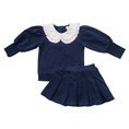 Load image into Gallery viewer, Navy Peter Pan Collar Pleated Skirt Set
