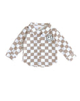 Load image into Gallery viewer, Cotton Shacket | Smiley Checkered Latte