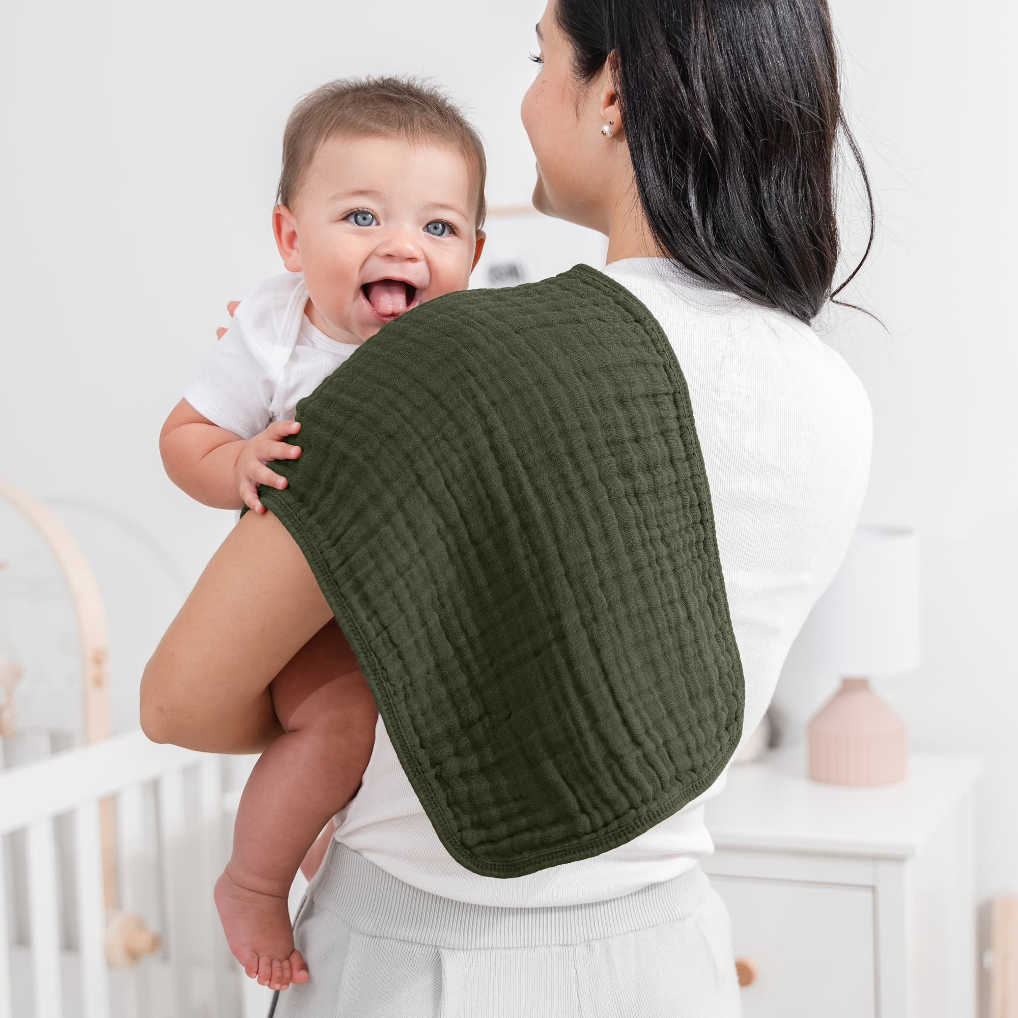 Muslin Burp Cloths in Kelp