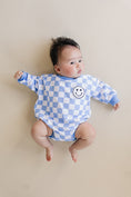 Load image into Gallery viewer, Bubble Romper | Checkered Smiley Blue