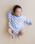 Load image into Gallery viewer, Bubble Romper | Checkered Smiley Blue