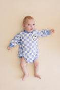 Load image into Gallery viewer, Bubble Romper | Checkered Smiley Blue