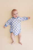 Load image into Gallery viewer, Bubble Romper | Checkered Smiley Blue