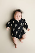 Load image into Gallery viewer, Hooded Bubble Romper | Black Bolts