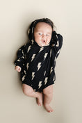 Load image into Gallery viewer, Hooded Bubble Romper | Black Bolts