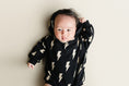 Load image into Gallery viewer, Hooded Bubble Romper | Black Bolts