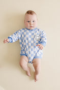 Load image into Gallery viewer, Bubble Romper | Checkered Smiley Blue