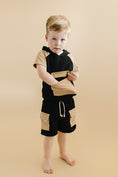 Load image into Gallery viewer, Terry Cargo Shorts Set | Black & Tan