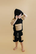 Load image into Gallery viewer, Terry Cargo Shorts Set | Black & Tan