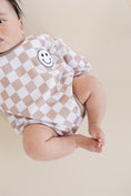 Load image into Gallery viewer, Bubble Romper | Checkered Smiley Latte