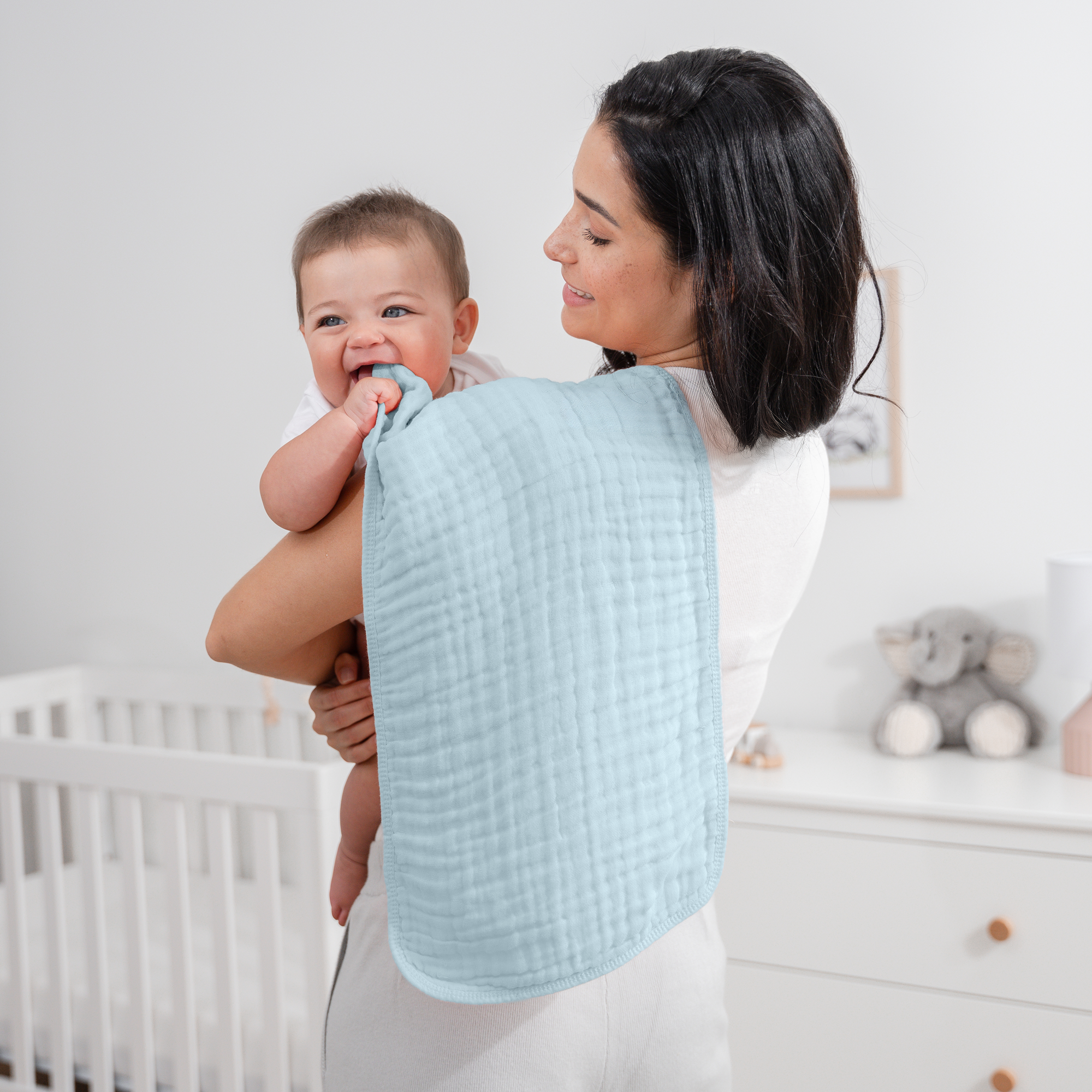 Muslin Burp Cloths in Sky Blue