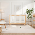 Load image into Gallery viewer, Baby Crib for 0 to 3 Years - White Bars and Natural Wood Frame and Legs