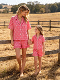 Load image into Gallery viewer, Mommy & Me Bow Print Ruffle Pajama Set