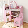 Load image into Gallery viewer, 2-In-1 Kids Vanity Set with Lights for Toddlers 3+ Years Old