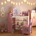 Load image into Gallery viewer, 2-In-1 Kids Vanity Set with Lights for Toddlers 3+ Years Old