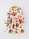 Load image into Gallery viewer, Thanksgiving Turkey Print Girls Dress