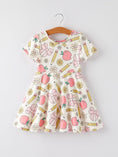 Load image into Gallery viewer, Back to School Apple, Pencil, and Floral Print Girls Dress