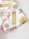 Load image into Gallery viewer, Back to School Apple, Pencil, and Floral Print Girls Dress