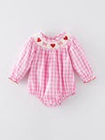Load image into Gallery viewer, Valentine's Day Heart Bow Smocking Embroidered Pink Romper