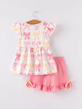 Load image into Gallery viewer, BACK TO SCHOOL Girl's Summer Bow Short Sleeve Shorts Set