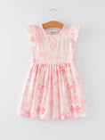 Load image into Gallery viewer, Bow Print Flying Sleeve Girls Dress