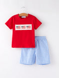Load image into Gallery viewer, 4th of july Flag Embroidery Smocking Boys Set