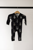 Load image into Gallery viewer, Bamboo Zip Pajamas | Midnight Skelly