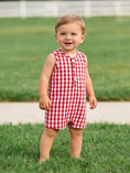 Load image into Gallery viewer, Summer Plaid Smocked Ruffle Boys Romper Sibling Outfits