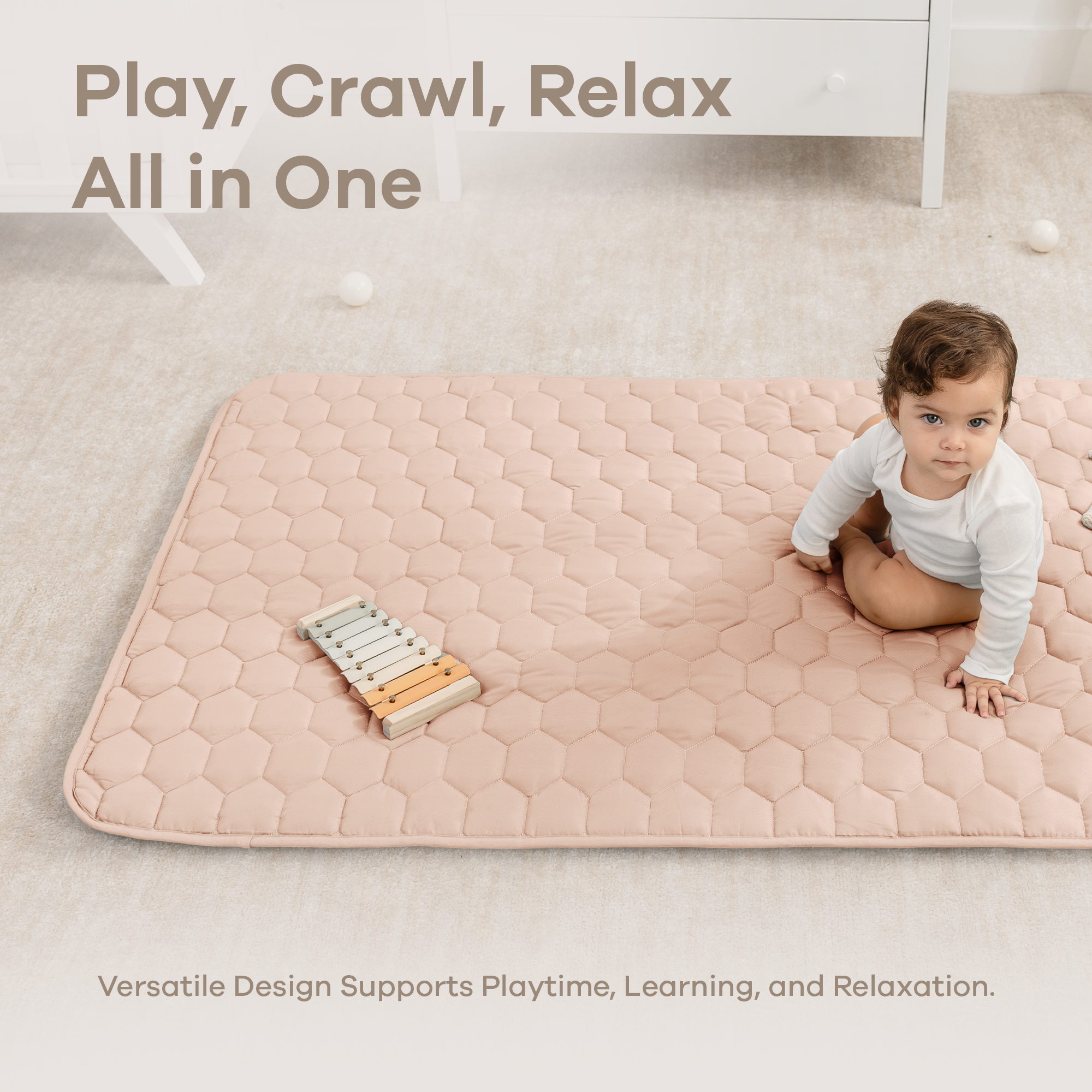 Play Mat with Non-Slip Bottom in Blush
