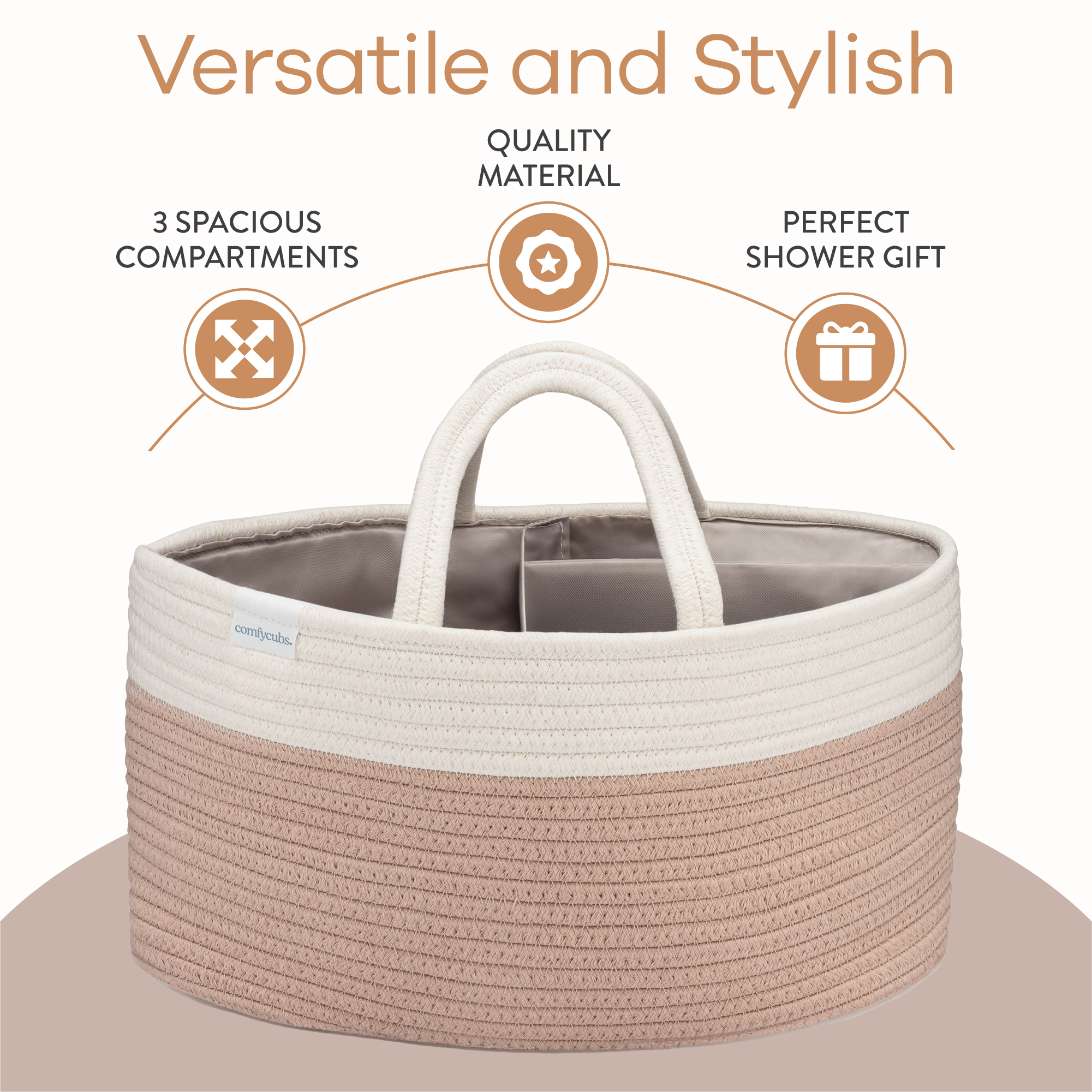 Rope Diaper Caddy in Blush