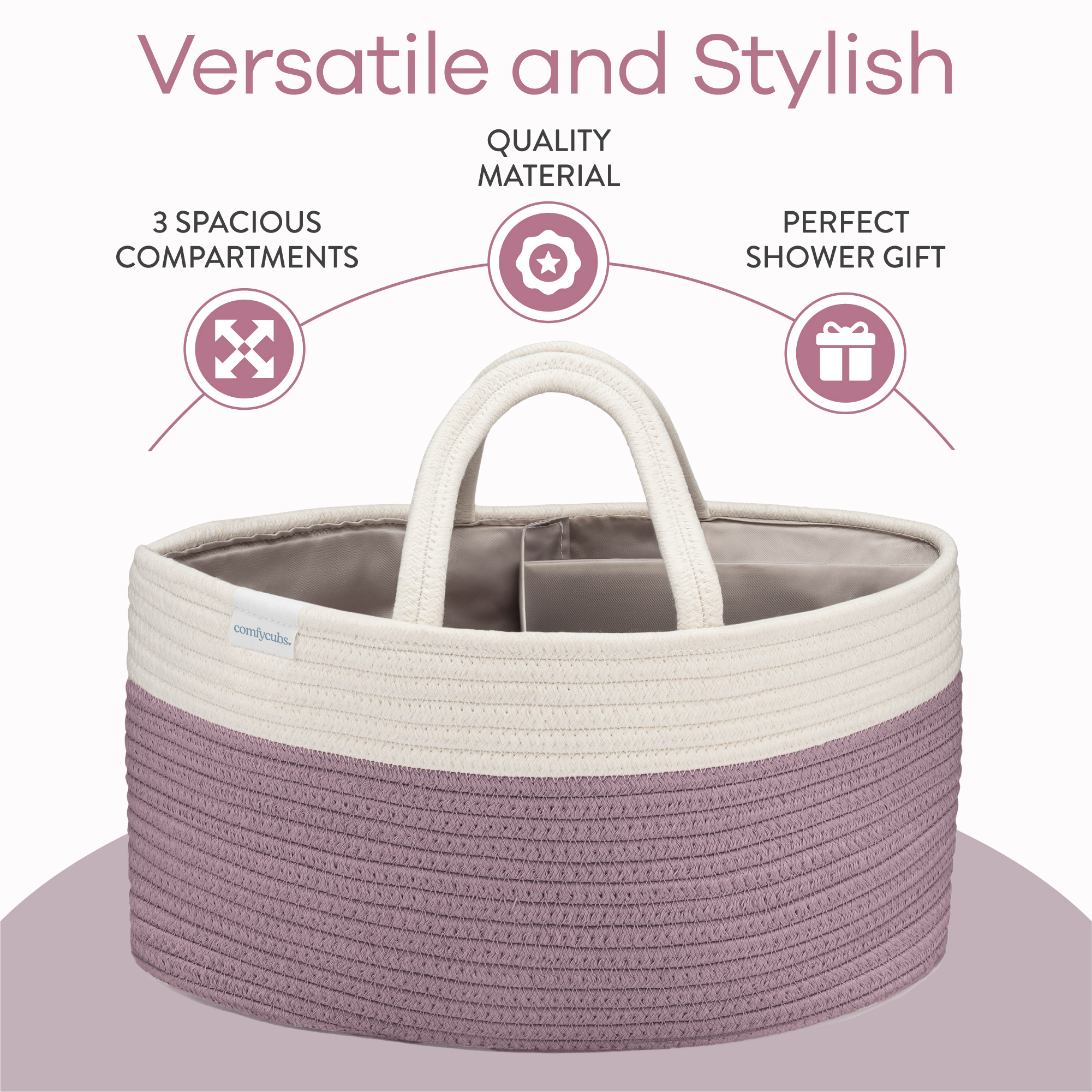 Rope Diaper Caddy in Mauve