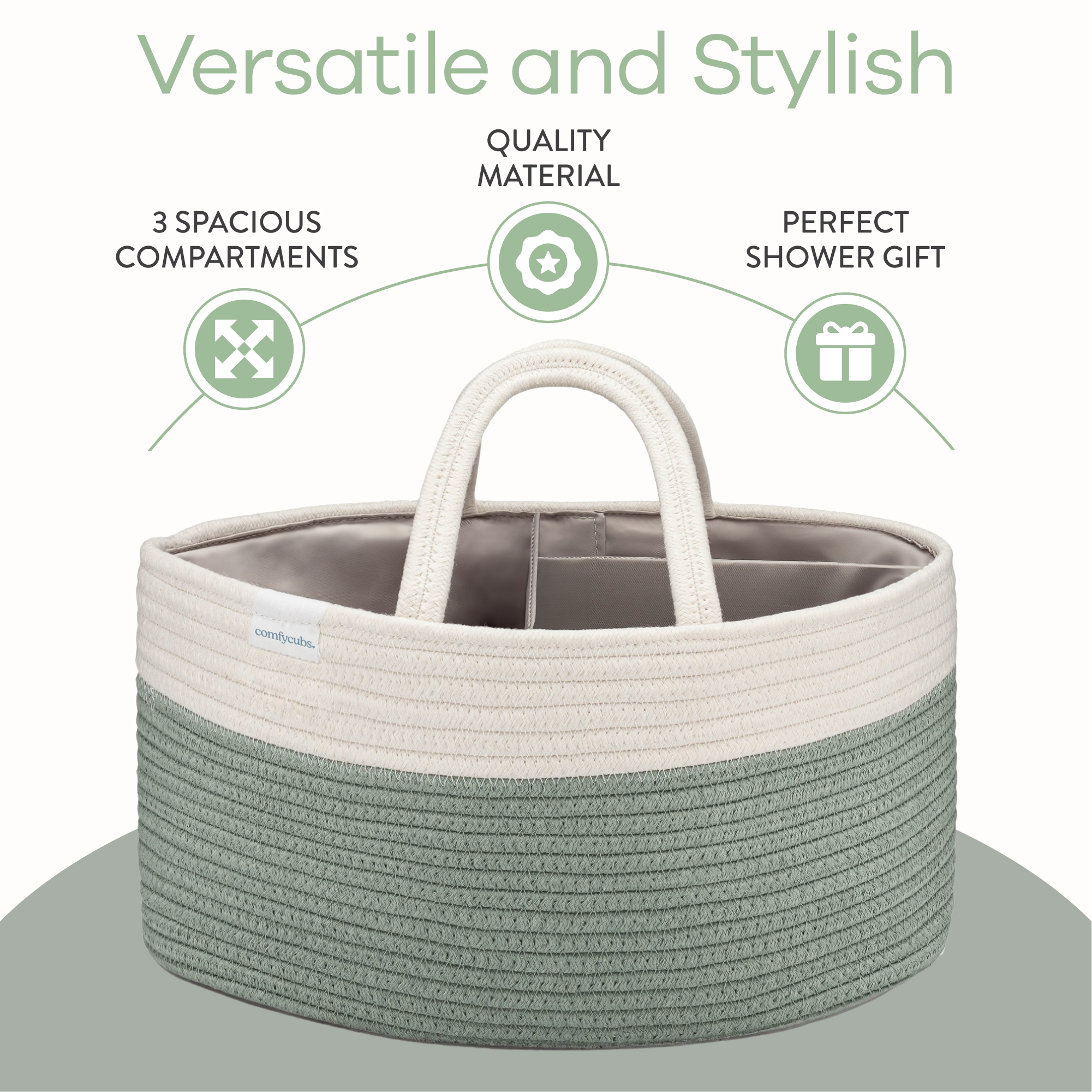 Rope Diaper Caddy in Sage