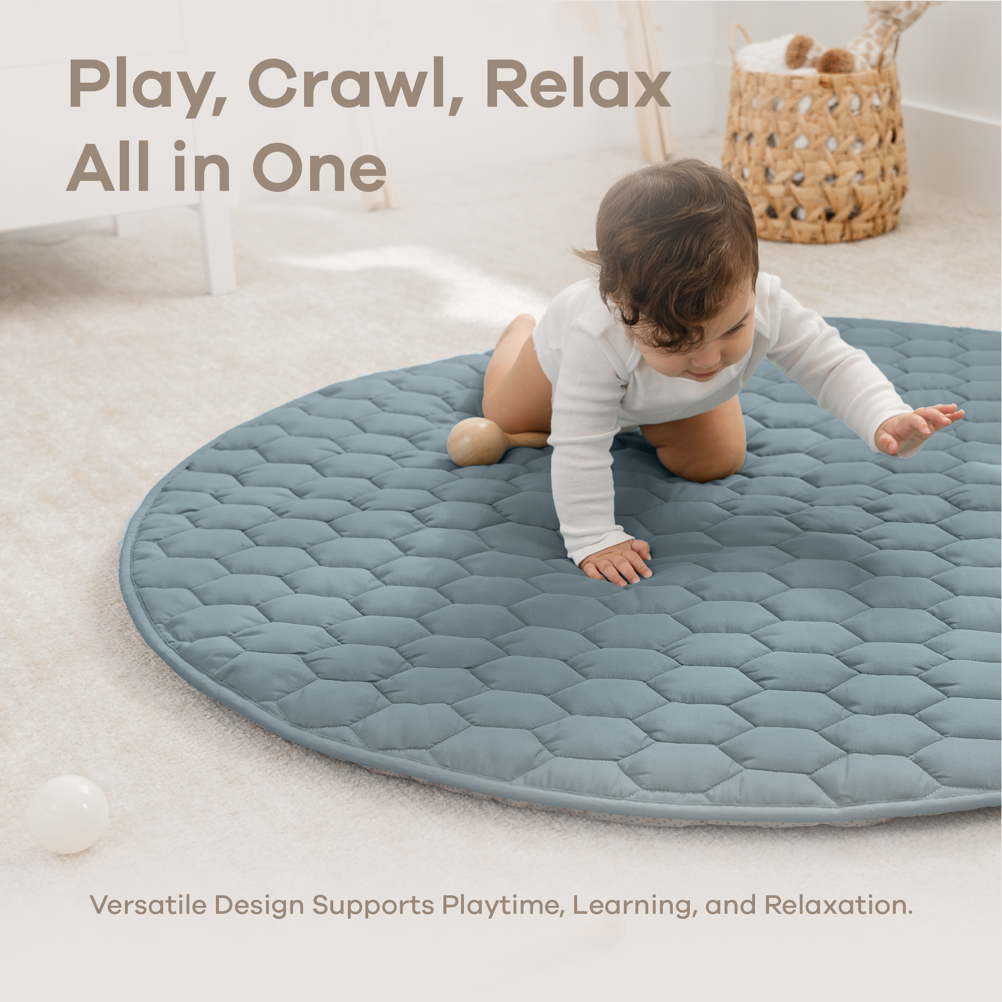 Play Mat with Non-Slip Bottom in Pacific Blue