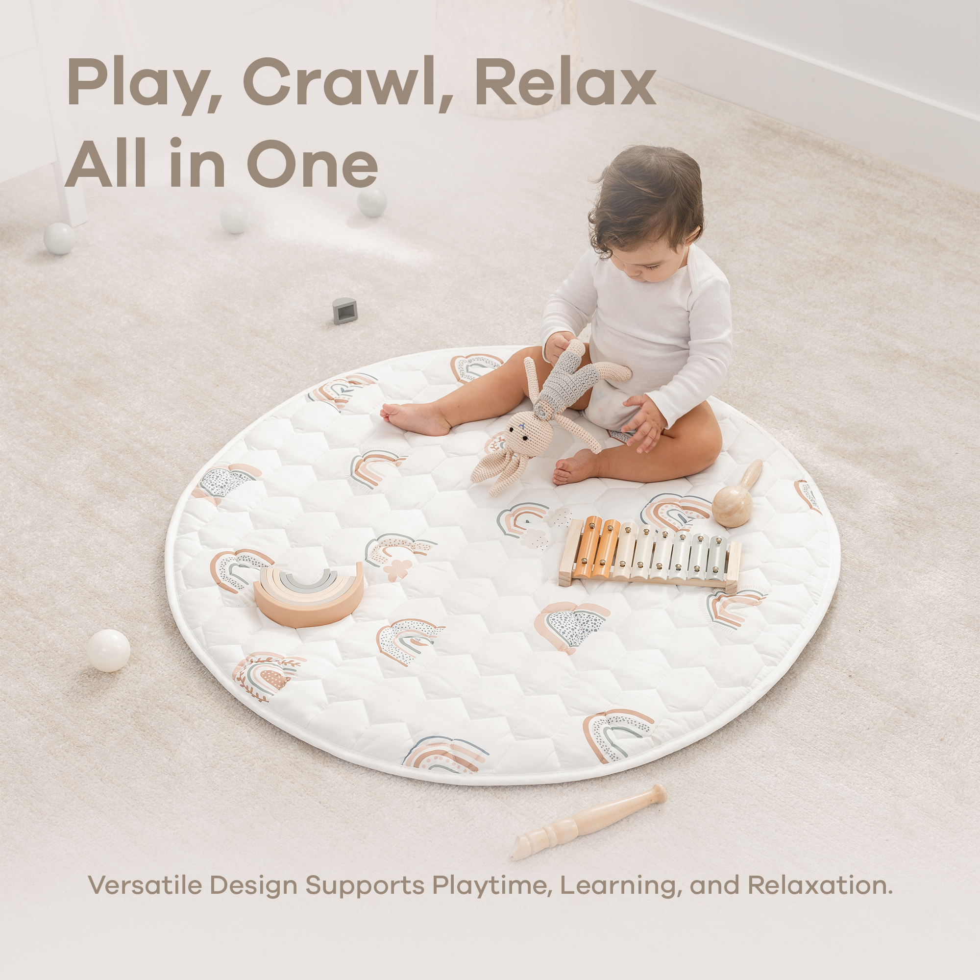 Play Mat with Non-Slip Bottom in Rainbow