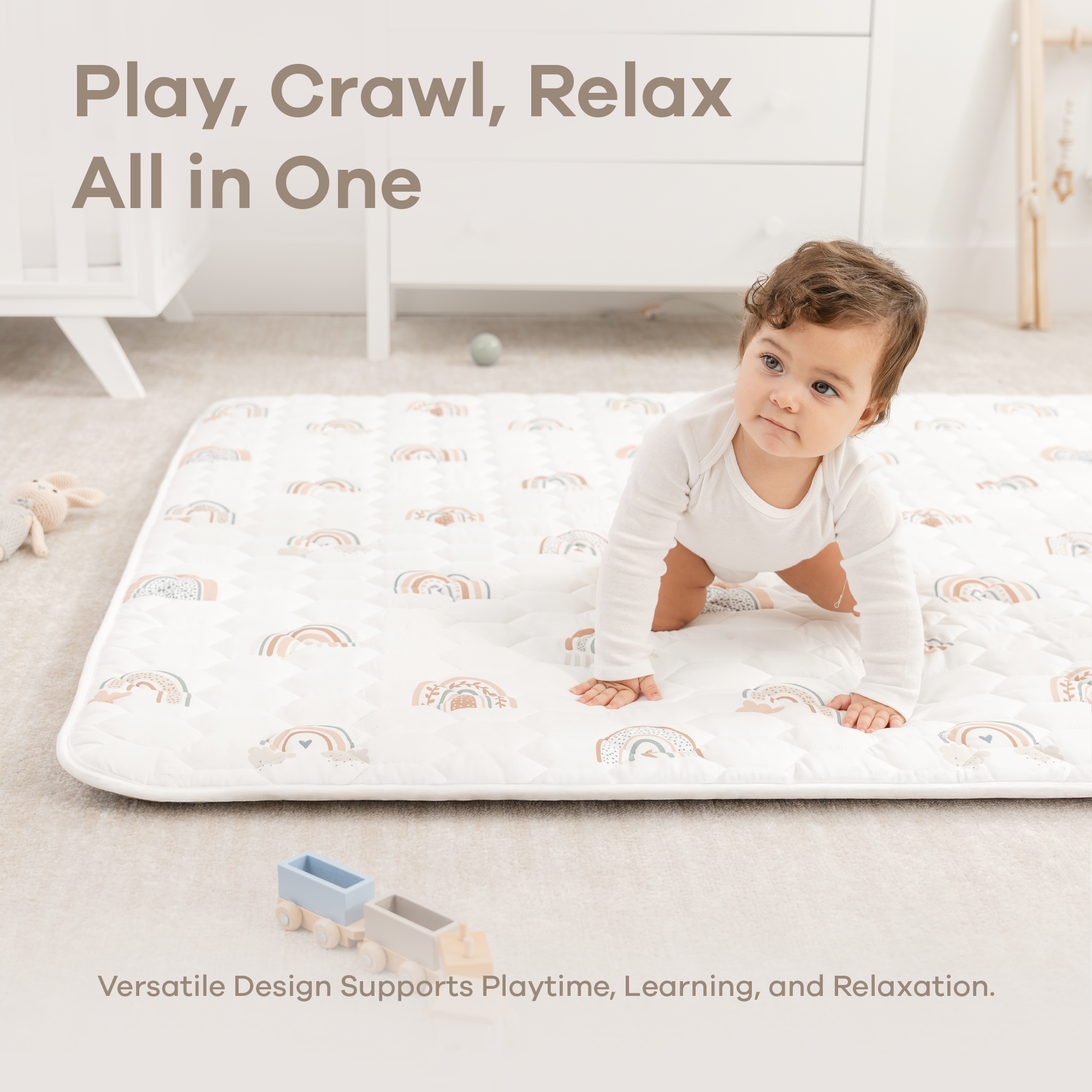 Play Mat with Non-Slip Bottom in Rainbow