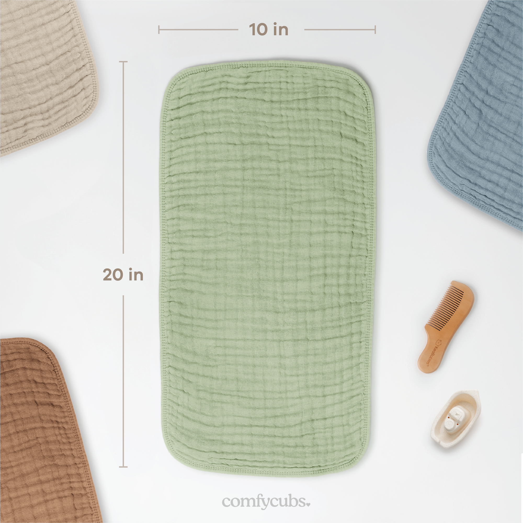 Muslin Burp Cloths in Sage