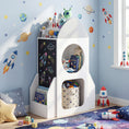 Load image into Gallery viewer, 3-Tier Kids Bookshelf Rocket Space Theme Toddler Toy Storage Organizer-White