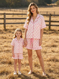 Load image into Gallery viewer, Mommy & Me Pink Bow Print Ruffle Pajama Set